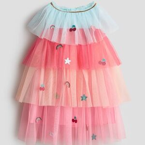 Toddler Tiered Tulle Dress with Glitter Appliqués